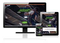Responsive website presentation for the Willamette Valley Jaguars, showcasing a bold, high-energy design optimized for desktop, tablet, and mobile devices to ensure fans can easily access schedules and tickets from anywhere.