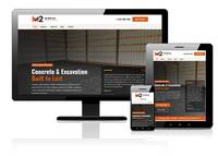 Website for M2Mini - concrete contractor - on three different screen sizes